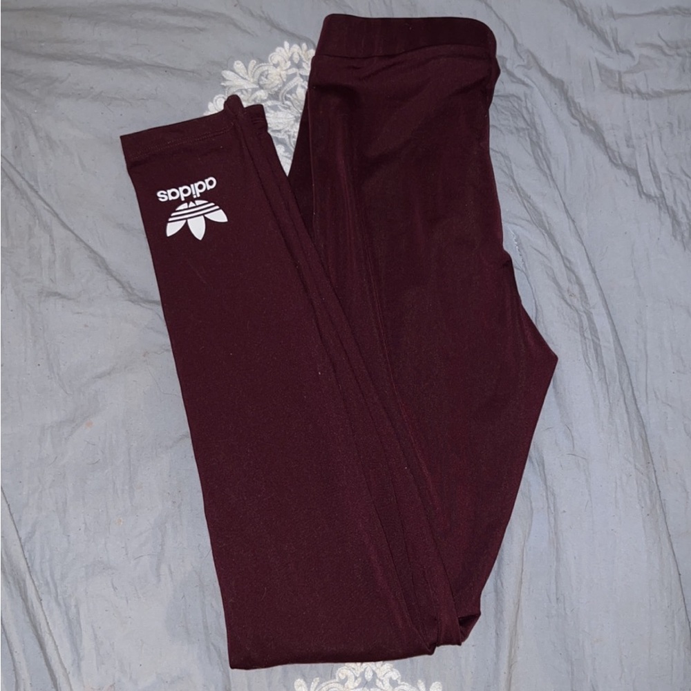 Maroon adidas leggings
